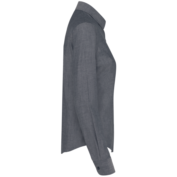 Damen Oxfordbluse Langarm Oxford Silver L Damen Oxfordbluse Langarm Oxford Silver L