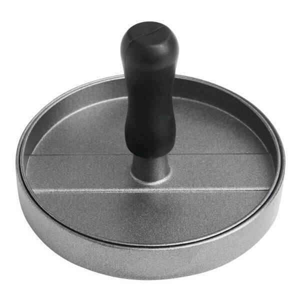 Aluminium hamburgerpers WELL DONE zilver, zwart