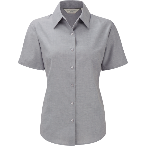 Ladies Short Sleeve Easy Care Oxford Shirt Silver XXL Ladies Short Sleeve Easy Care Oxford Shirt Silver XXL