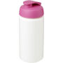 Baseline® Plus grip 500 ml sportfles met flipcapdeksel - Wit/Roze