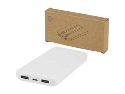 Adhil powerbank van 10.000 mAh 10 W van gerecycled plastic met 2 ingebouwde kabels