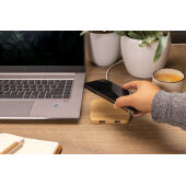 Bamboe 10W draadloze oplader met USB, bruin