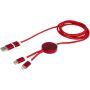 Alasia 5-in-1 150 cm datasynchronisatie- en 27 W snellaadkabel van gerecycled aluminium en plastic - Rood