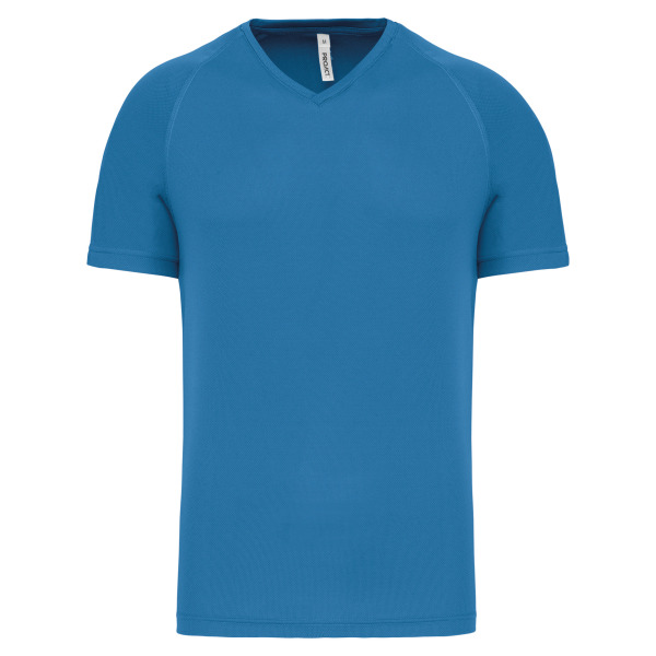 Heren-sport-t-shirt V-hals Aqua Blue XS