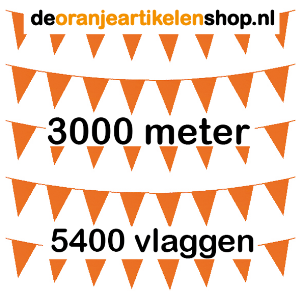 3000 meter oranje vlaggenlijn met 5400 oranje puntvlaggen -PARTIJHANDEL- 3000 meter oranje vlaggenlijn met 5400 oranje puntvlaggen -PARTIJHANDEL-