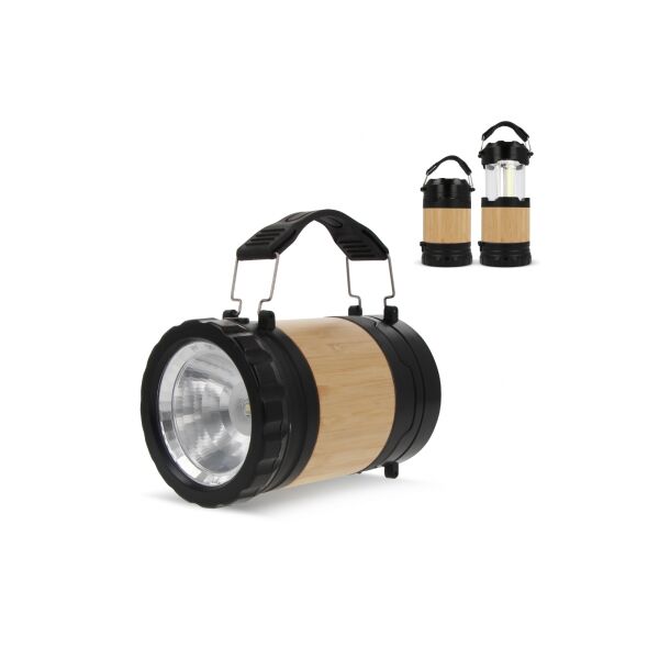 ABS & Bamboe Lamp & Zaklamp - Zwart