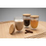 Dubbelwandig borosilicaatglas met bamboe deksel 350ml, transparant