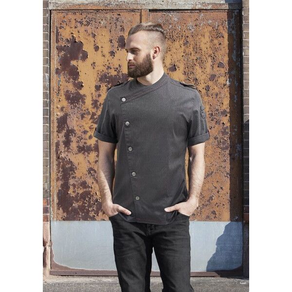 Short-Sleeve Men's Chef Jacket Denim-Style ROCK CHEF®-Stage2