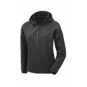 3-laagse gerecycleerde softshell met capuchon voor dames Black XS