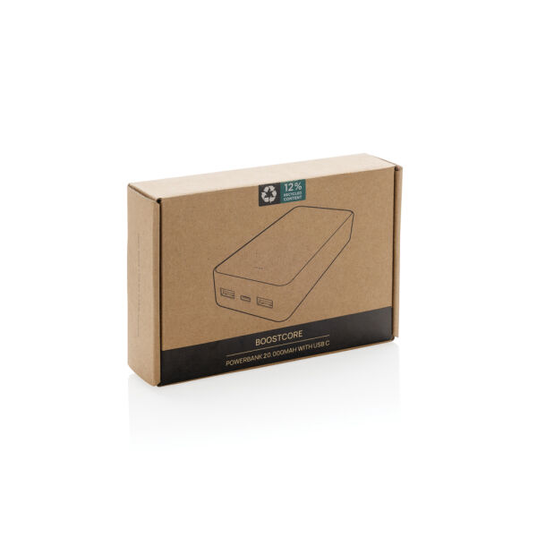 Boostcore RCS recycled plastic powerbank 20.000mAh met USB C, zwart Boostcore RCS recycled plastic powerbank 20.000mAh met USB C, zwart