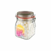 Weckpot 0,9 liter, gevuld met snoep, Transparant, Mentos mint