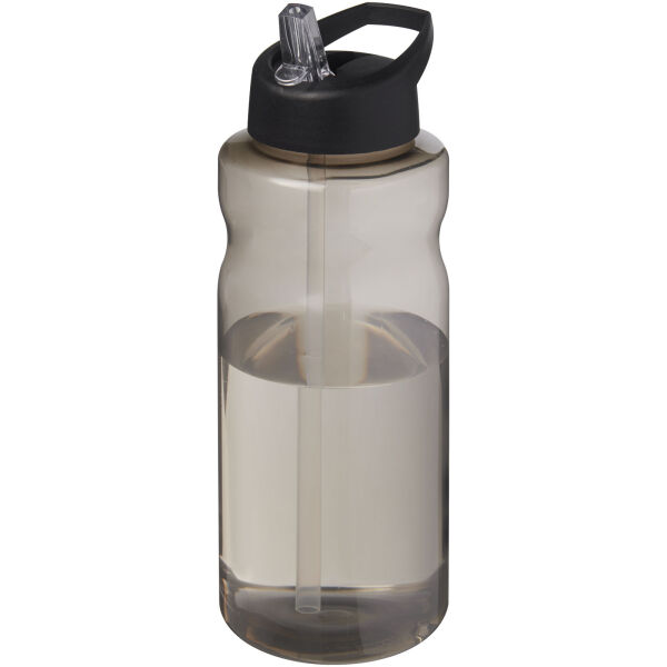 H2O Active® Eco Big Base 1 litre spout lid sport bottle - Charcoal/Solid black