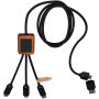 SCX.design C38 40W 5-in-1 oplaadkabel van RPET met oplichtend logo en vierkante houten behuizing - Zwart/Hout
