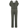 Tricot jumpsuit met korte mouwen voor dames van linnen Organic Khaki L