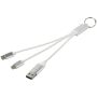 Metal 4-in-1 oplaadkabel van gerecycled aluminium met sleutelhanger - Zilver