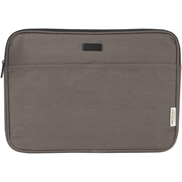 Joey 14 inch GRS gerecyclede canvas laptophoes, 2 l - Grijs Joey 14 inch GRS gerecyclede canvas laptophoes, 2 l - Grijs