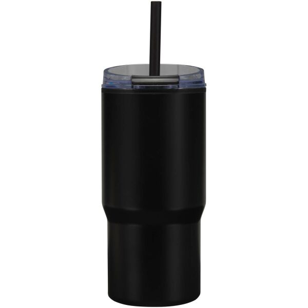 Westin 540 ml RCS gerecyclede dubbelwandige thermosbeker met rietje - Zwart Westin 540 ml RCS gerecyclede dubbelwandige thermosbeker met rietje - Zwart