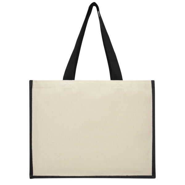 Varai 320 g/m² canvas en jute boodschappentas 23L - Zwart Varai 320 g/m² canvas en jute boodschappentas 23L - Zwart