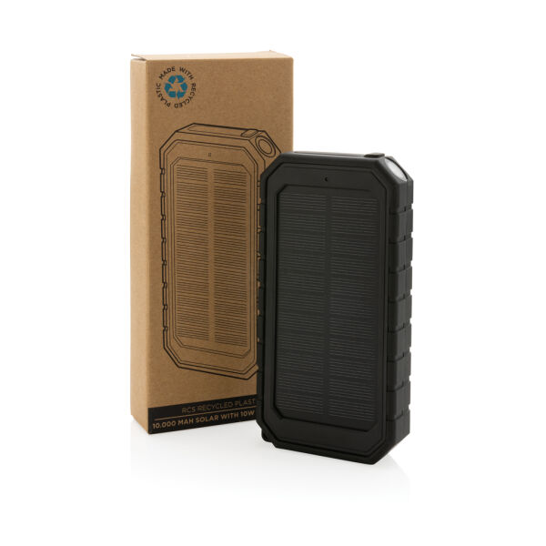 RCS recycled plastic solar powerbank 10W Wireless, zwart RCS recycled plastic solar powerbank 10W Wireless, zwart