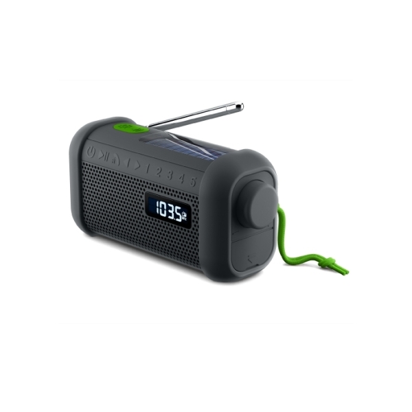 MH-08 | Muse radio bluetooth speaker with solar and wind-up mechanism - Black