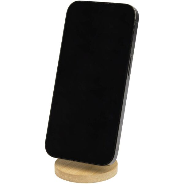 Alcor recycled plastic foldeable magnetic phone stand with bamboo details