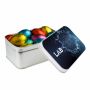 Rectangular tin filled with candy, Silver, Easter eggs hazelnut crispy large