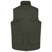 Gewatteerde uniseks bodywarmer van polykatoen multizakken Dark Khaki XS