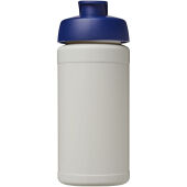 Baseline 500 ml gerecyclede drinkfles met klapdeksel - Natuur/Blauw