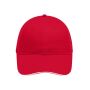 6 Panel Brushed Sandwich Cap red/white one size