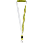 Isla 1-meter RPET sublimatie lanyard met safety breakaway sluiting - Geel/Zwart/Wit