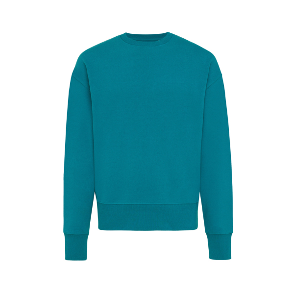 Iqoniq Kruger gerecycled katoen relaxed sweater, verdigris (XXL)