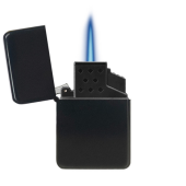 Brede Exclusive Jetflame aansteker mat zwart met kap, navulbaar - zwart