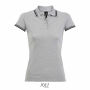 PASADENA WOMEN - PASADENA dames polo 200g - XXL - Grey Melange/ French Navy