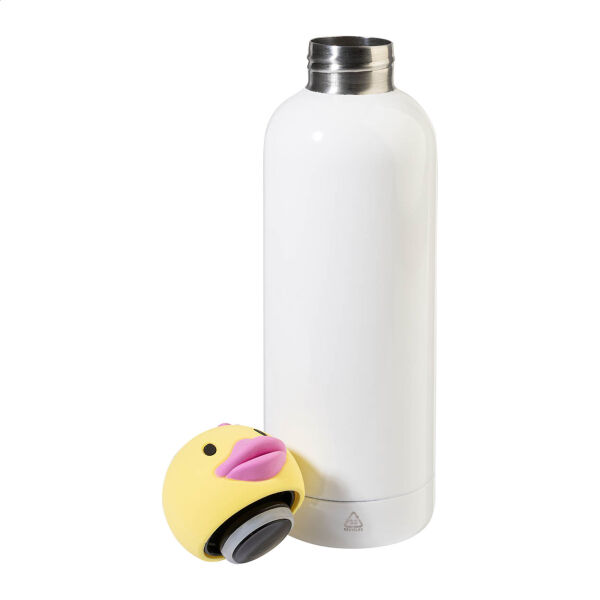 Kinderbeker dubbelwandig Dieren | Gerecycled RVS | 500 ml | Schoolbeker | Eend | Wit-Geel Kinderbeker dubbelwandig Dieren | Gerecycled RVS | 500 ml | Schoolbeker | Eend | Wit-Geel