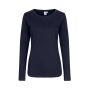 Interlock T-shirt | lange mouw | dames - Marine, M
