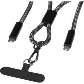 SMART 65W RPET-oplaadkabel met lanyard - Zwart