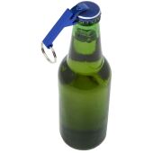 Tao fles- en blikopener van RCS gerecycled aluminium met sleutelhanger - Koningsblauw