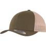 Tweekleurige Retro Truckerpet Mossgreen / Khaki One Size