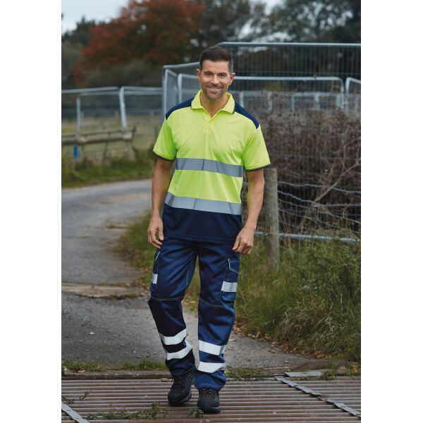 Tweekleurige veiligheidspolo Hi Vis Yellow / Navy S Tweekleurige veiligheidspolo Hi Vis Yellow / Navy S