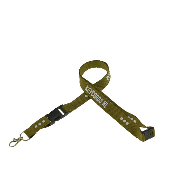 Keycord met buckle en safety clip - goud