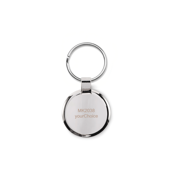 Sleutelhanger zinklegering met doming, rond Sleutelhanger zinklegering met doming, rond
