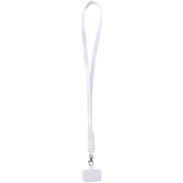 Franz recycled plastic smartphone lanyard with built-in data sync and 65W fast charge 5-in-1 cable