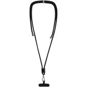 Vega verstelbaar smartphone lanyard van gerecycled materiaal - Zwart