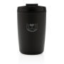 GRS gerecycled PP beker met klapdeksel, zwart