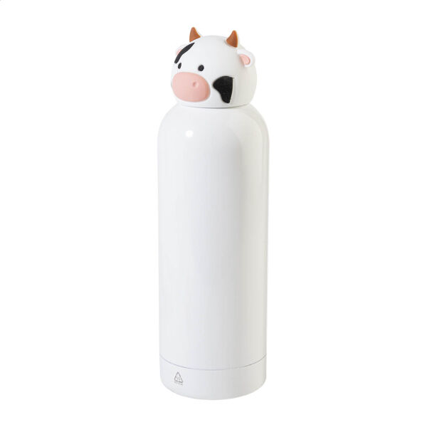 Kinderbeker dubbelwandig Dieren | Gerecycled RVS | 500 ml | Schoolbeker | Koe | Wit-Zwart Kinderbeker dubbelwandig Dieren | Gerecycled RVS | 500 ml | Schoolbeker | Koe | Wit-Zwart