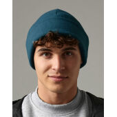 Recycled Fleece Cuffed Beanie - Black - One Size