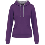 Damessweater met capuchon in contrasterende kleur Purple / Oxford Grey XS