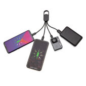 4-in-1 kabel met karabijnhaak, zwart