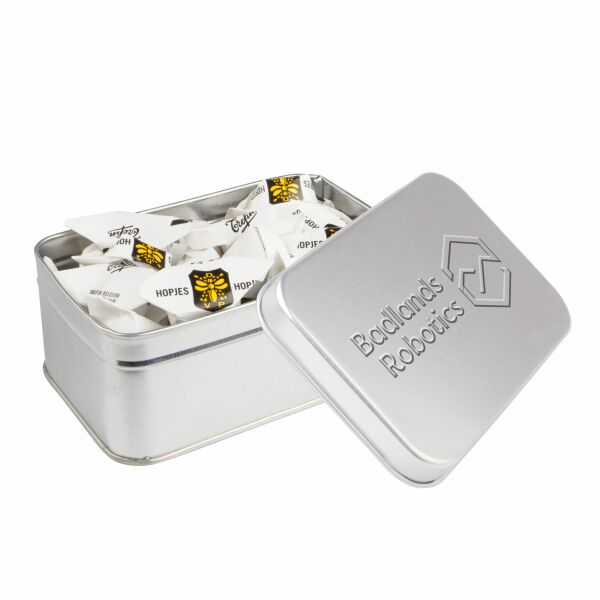 Rechthoekig blik met embossing Zilver Hollandse Hopjes Rechthoekig blik met embossing Zilver Hollandse Hopjes