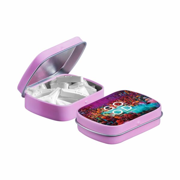 Mini scharnierblikje met vorm pepermunt Roze Eiffel toren Mini scharnierblikje met vorm pepermunt Roze Eiffel toren